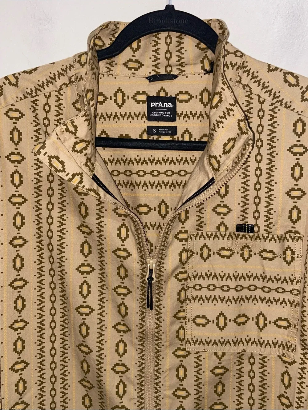 PrAna Saucha Jacket Mens Small Full Zip Relaxed Fit Aztec Southwestern Outdoor
